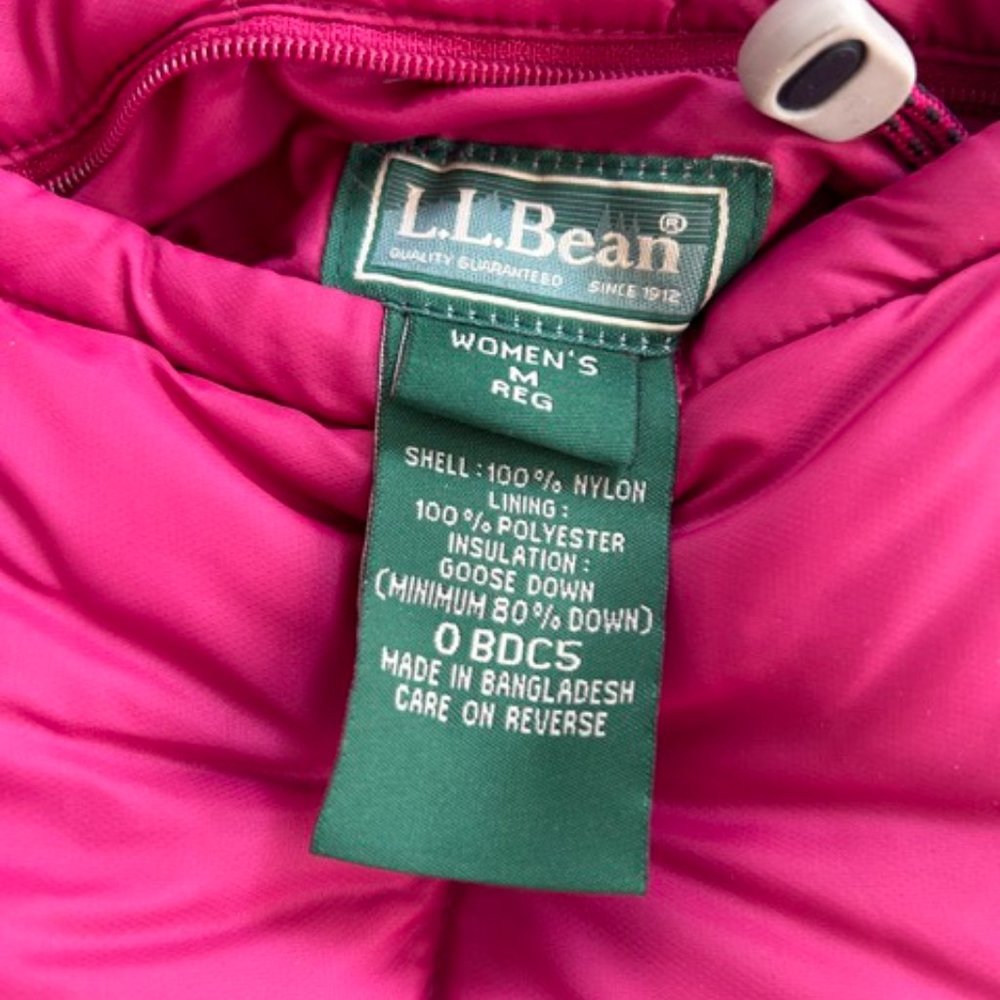 Ll Bean Goose Down Black/Raspberry Reversible Jac… - image 3